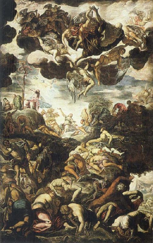 TINTORETTO, Jacopo Miracle of the Brazen Serpent France oil painting art
